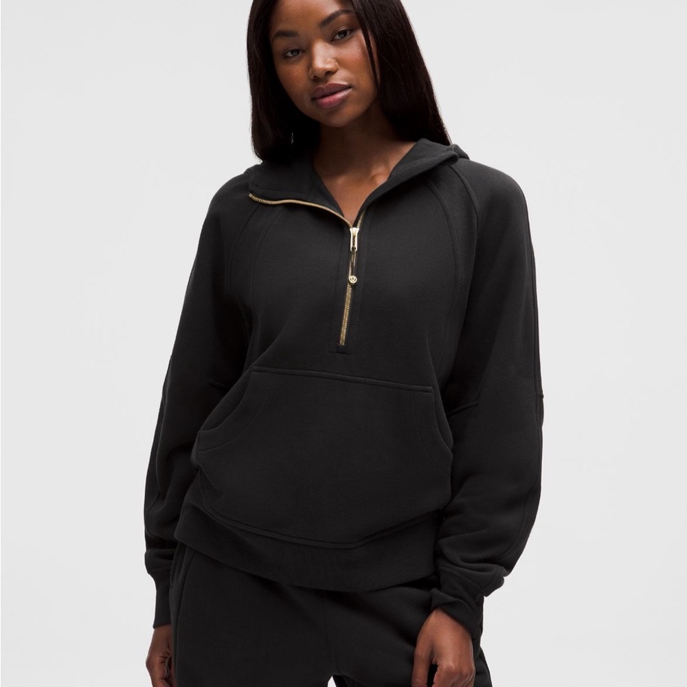 lululemon Black Women's Hoodie with Gold Zipper